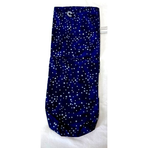 Blue Starry Cross Stitch Wine Bottle Holder With Silver Trim By Charles Craft - Picture 4 of 4